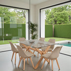 COMEDOR MESA VIDRIO 1.40X90 CM 6 SILLAS TULIP