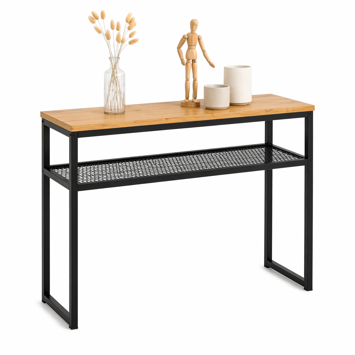 Arrimo Estilo Industrial con Repisa Metálica y Cubierta de Madera