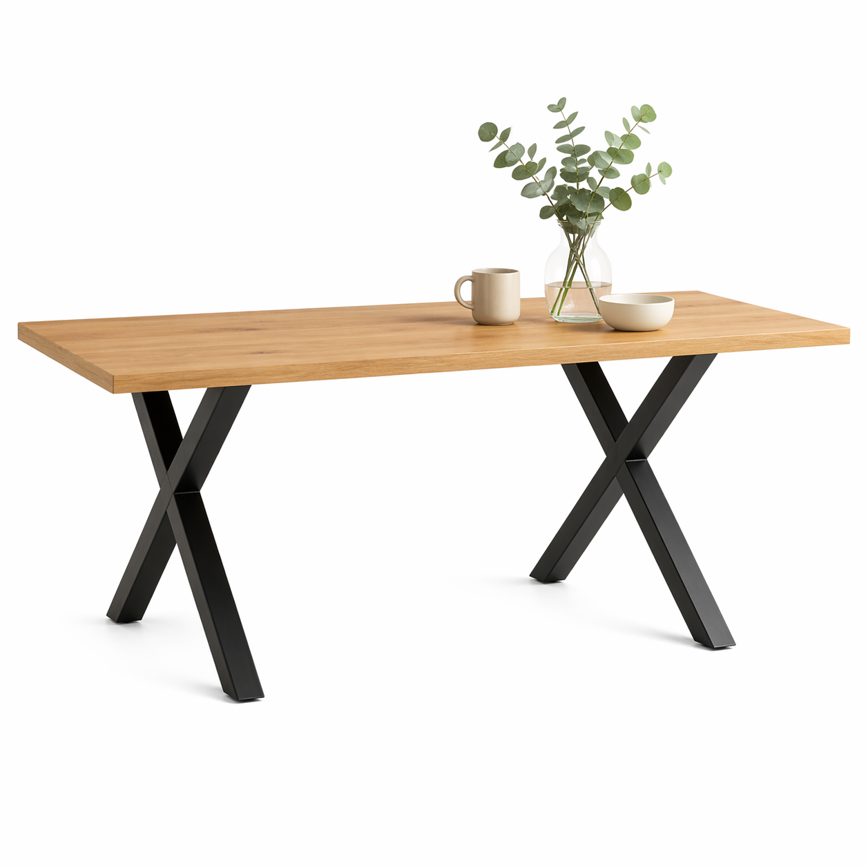 Mesa industrial Madera y Metal Cross 180x90
