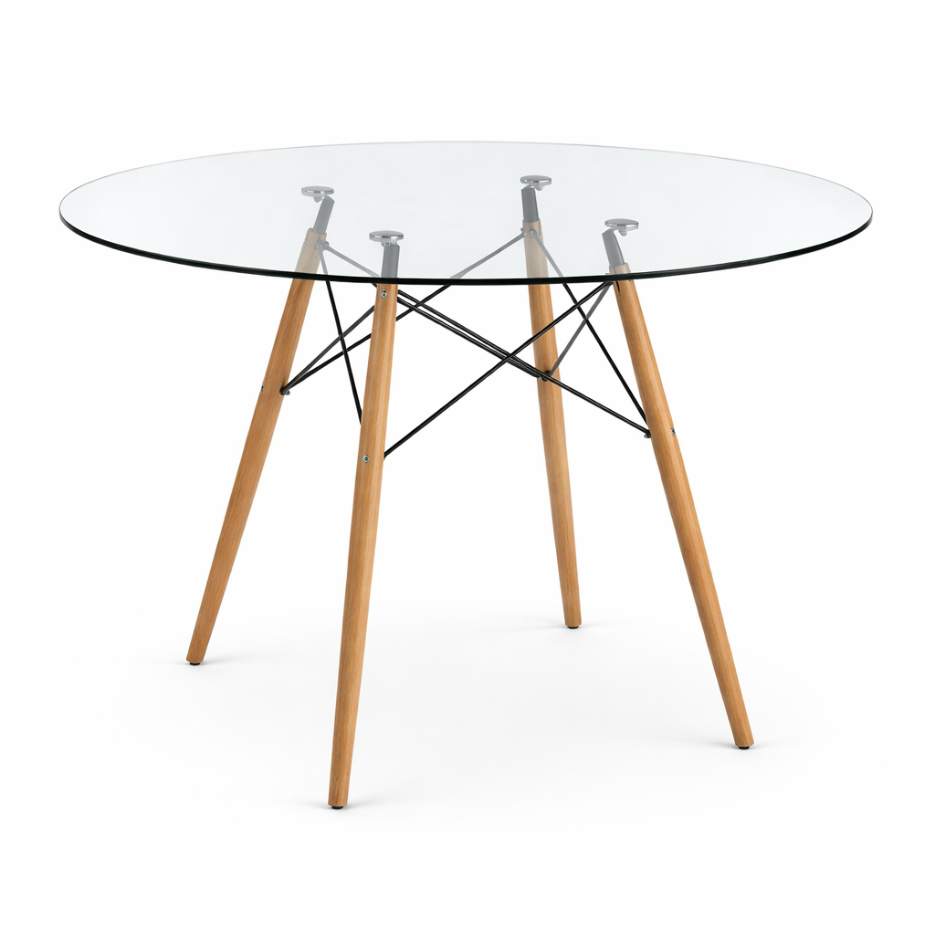Mesa tipo eames 80cm redonda vidrio