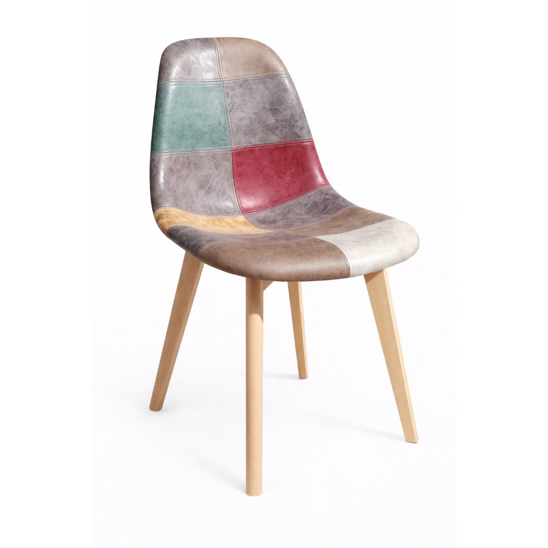 Silla Patchwork cuero - Gris