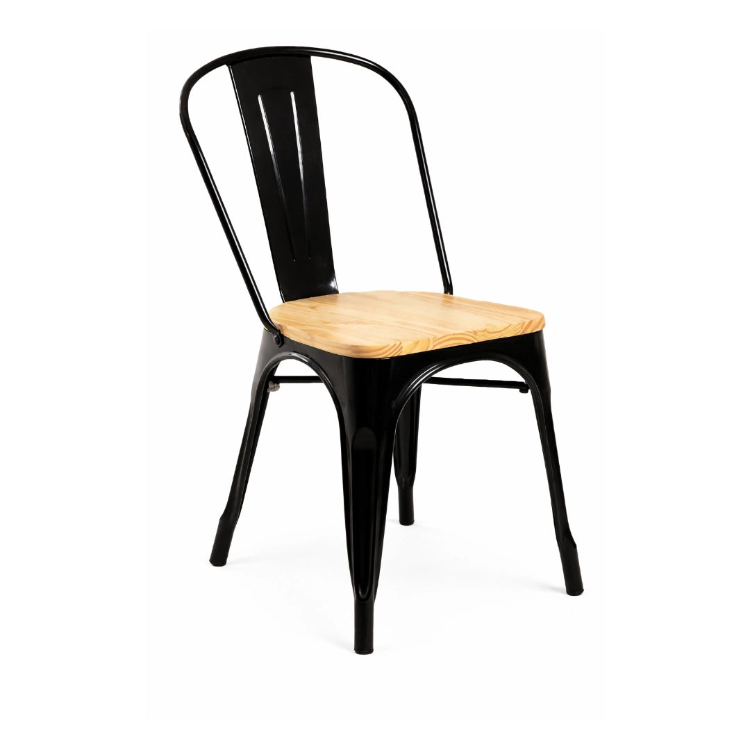 Silla Tolix Madera - Negro / 1 Unidad