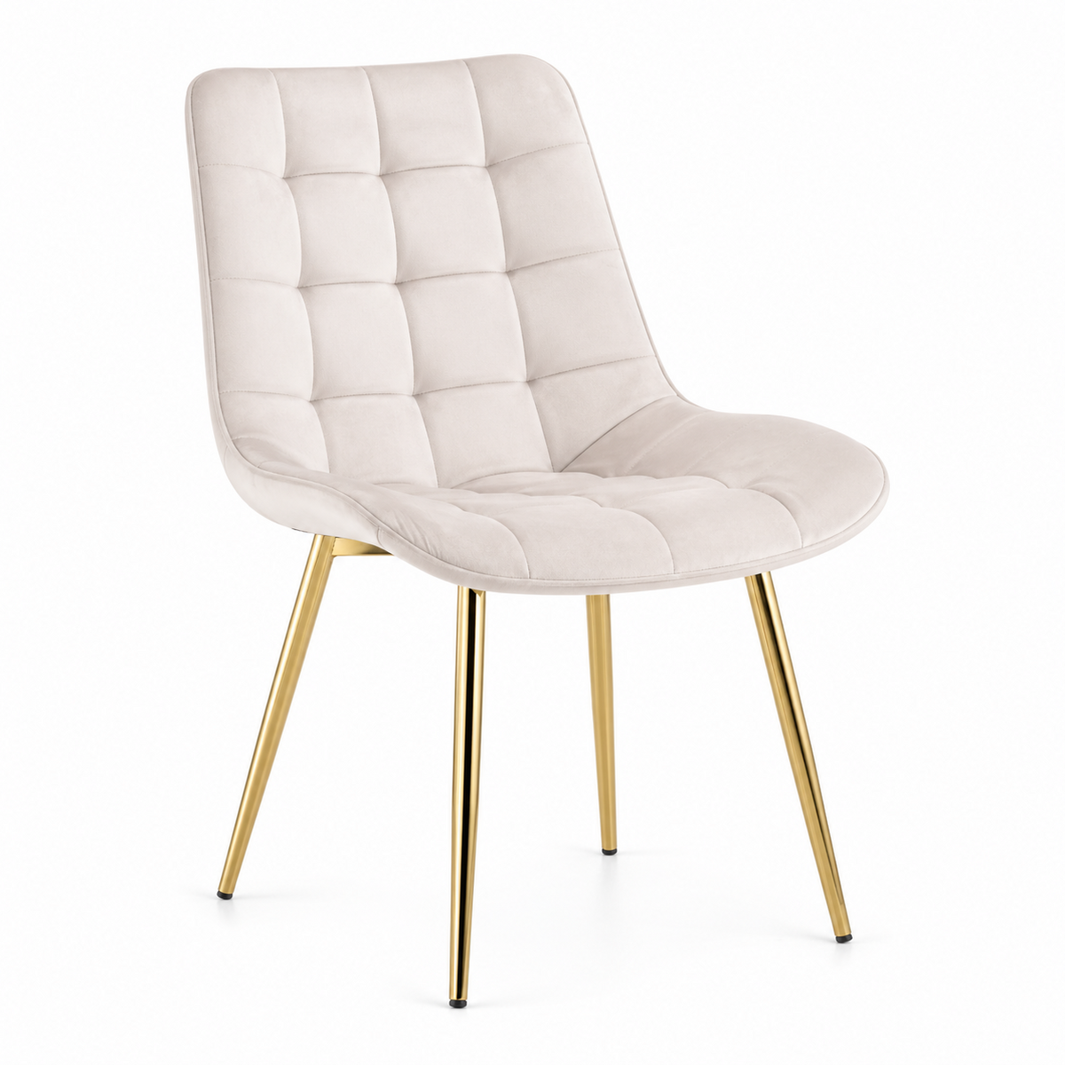 Silla Capitone Top Pata Dorada - Beige