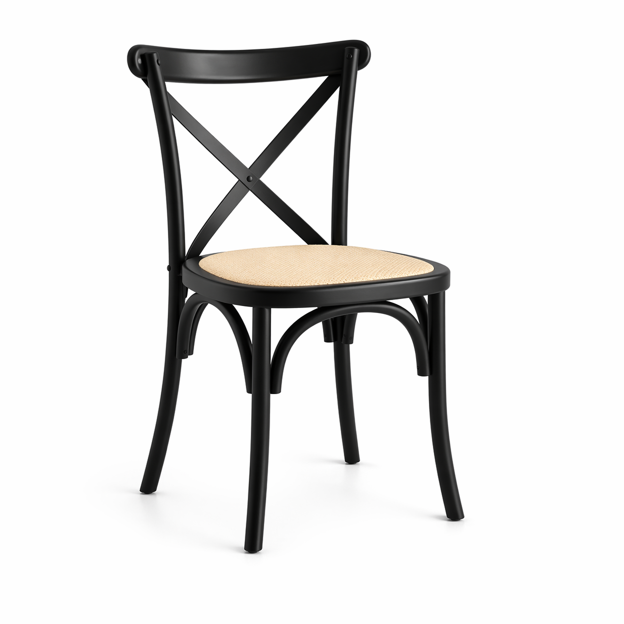 Silla Crossback Madera y Rattan - Negra
