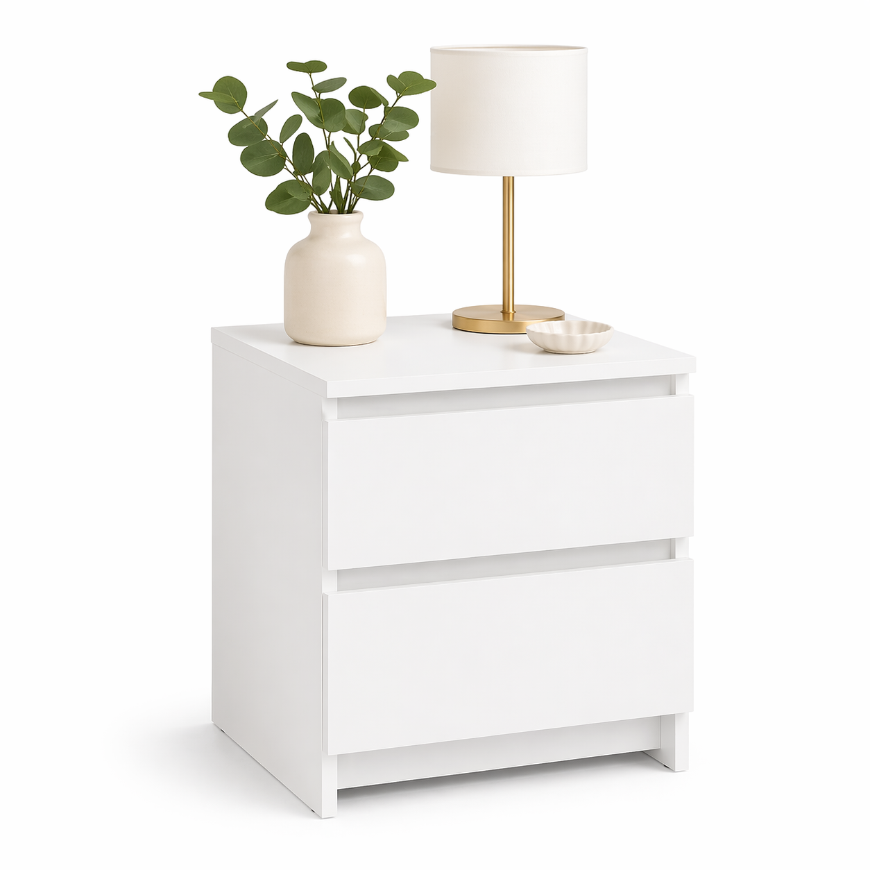 Velador Cajon Doble Minimal Blanco