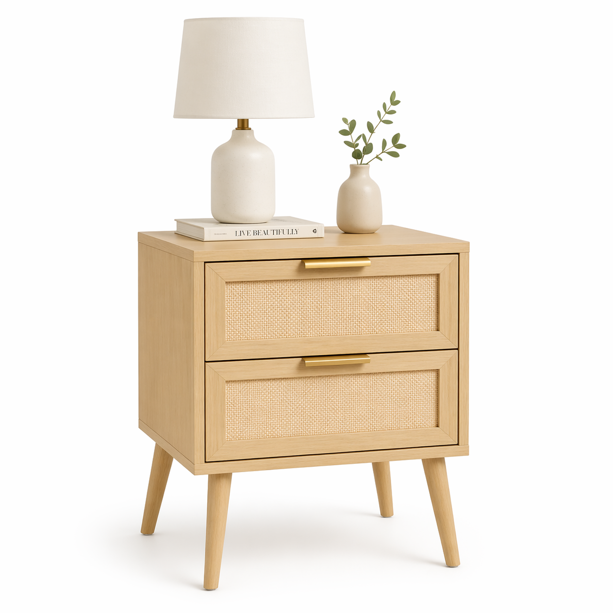 Velador Eames Mesh Doble - Madera Clara