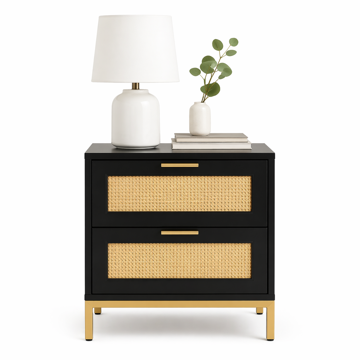 Velador Rattan Dark Dos Cajones