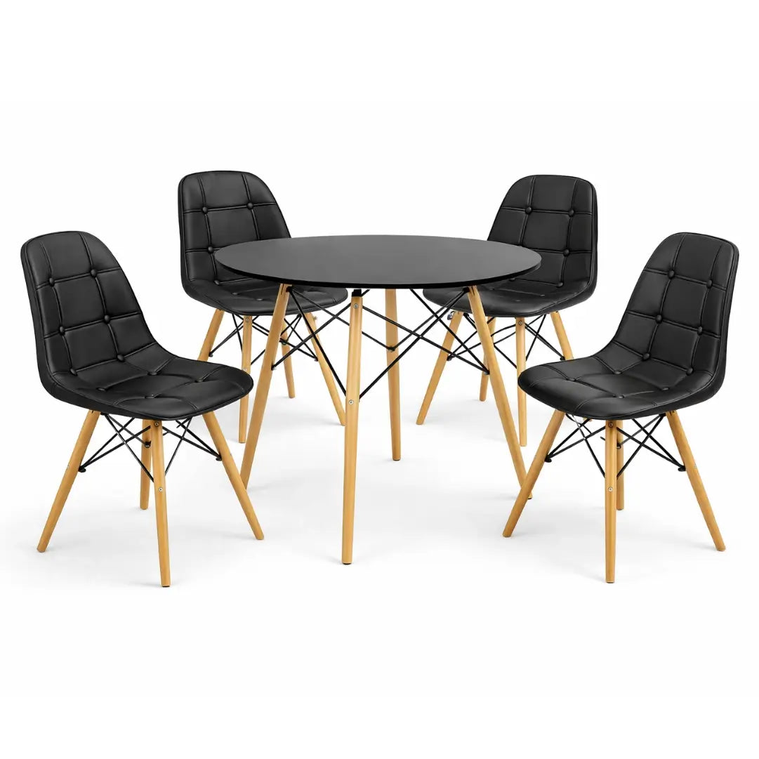 Mesa Eames Redonda + 4 Sillas Buckle