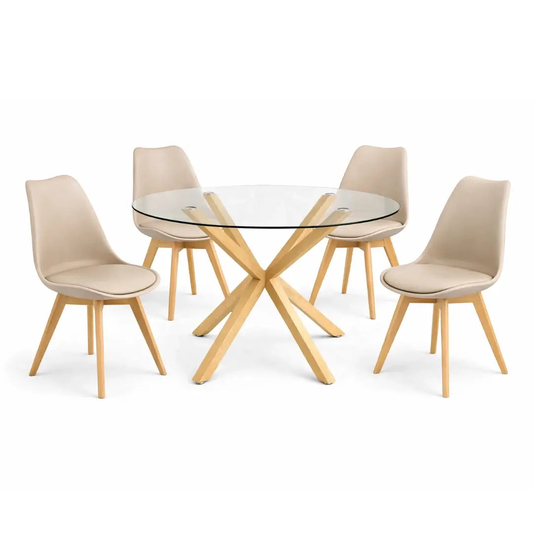 Mesa Cruz + 4 Sillas Oak